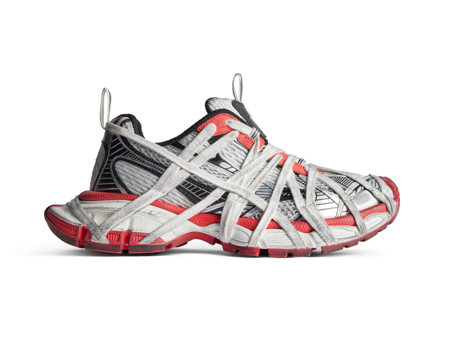 BA Track 3XL Extreme Lace Sneaker Grey, Red, Black and White mesh