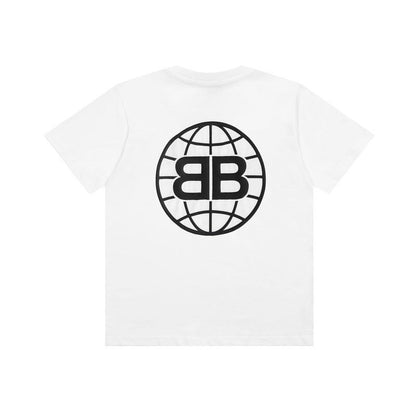 BA White Globe Print T-Shirt - Kicks INC.